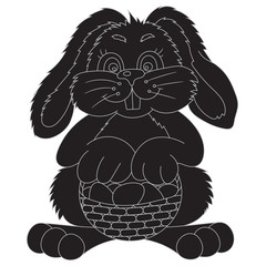 Vector illustration silhouette Easter bunny with bast basket