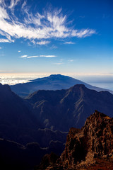 Fototapeta na wymiar Volcanic landscape from Muchachos view point on Taburiente national park on La Palma island in Spain