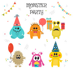 Obraz na płótnie Canvas Cute little monsters birthday party