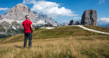 Watching Five Tower, Dolomites mountain