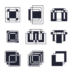 Set of geometric shapes. Trendy icons, tattoo and logotypes. Rel