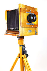 Antique Old photo Camera on wooden table