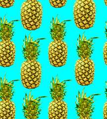 Retro seamless pattern with colorful pineapple