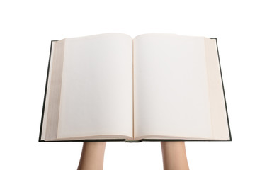 Blank white pages in an open book