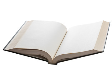 Blank white pages in an open book