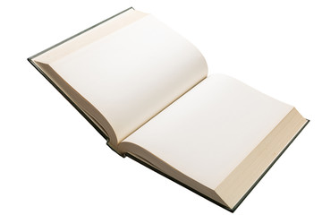Blank white pages in an open book