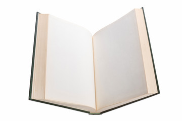 Blank white pages in an open book