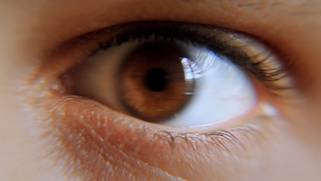 Eye Male 1 Nervous. Close-up of man's eye, nervous movement.