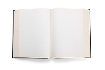 Blank white pages in an open book