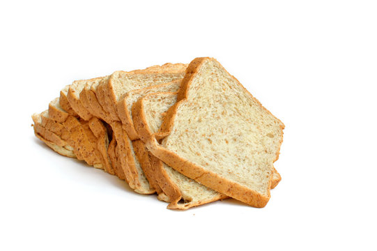 Sliced wheat bread isolated on white background