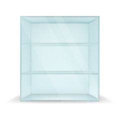 VECTOR AD: Empty three division square glass POS POI Outdoor/Indoor 3D Advertising Display on Isolated background. Mock-up template ready for design.
