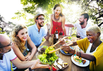 Friends Outdoors Vacation Dining Hanging out Concept