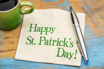 Happy St Patrick Day on napkin