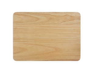 Wooden chopping block for butcher isolated on white background