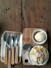 
The sweet meal on the wooden table