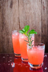 Refreshing summer drink with Strawberry in glasses
