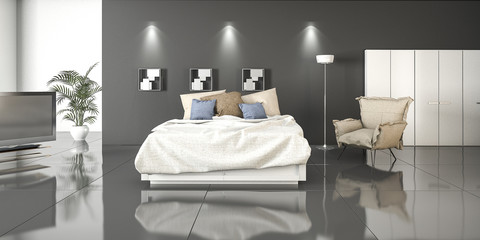 3d rendering loft style bedroom