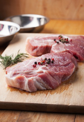 pork with pepper prepare for grill on chopping block
