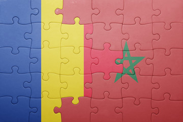 Fototapeta premium puzzle with the national flag of morocco and sweden .
