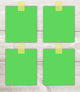 Bulletin Board with four green blank stickers.