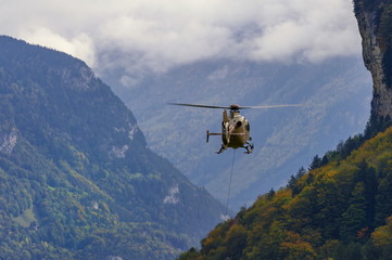 Fototapeta na wymiar Military helicopter in the sky, transport