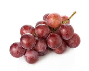 Ripe red grape on white background