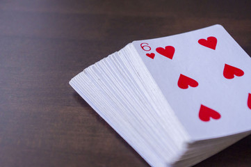 Deck of cards on the table.