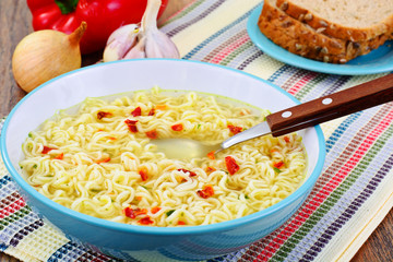 Tasty Chicken Soup with Chinese Noodles