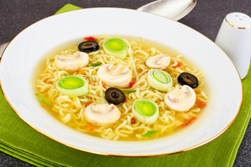 Tasty Mushroom Soup with Chinese Noodles