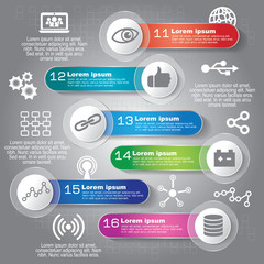 Fototapeta premium Business concept with 6 options, parts, steps or processes. Can be used for workflow layout, diagram, number options, web design.