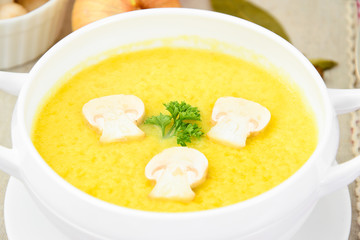 Puree Cream Soup of Zucchini with Mushrooms