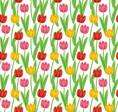 Hand-drawn tulips' pattern