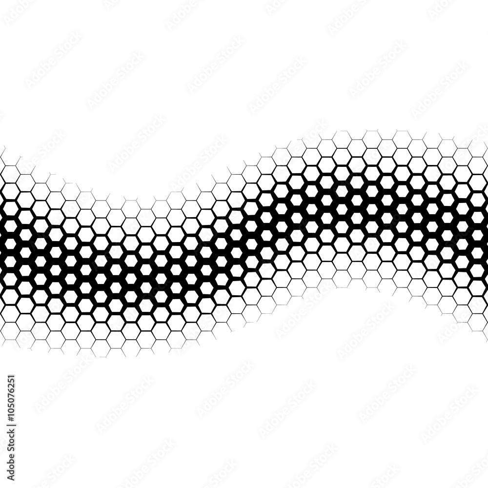 Poster Background with gradient of black and white hexagons