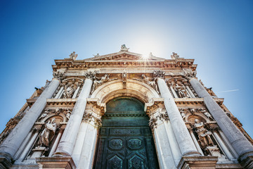 Fototapeta na wymiar Basilica Santa Maria della Salute Church, Venice, Italy