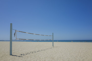 Empty net of beach volleyball