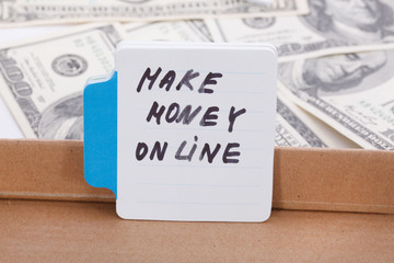 Text - make money online. Business concept.