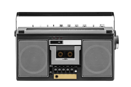 Retro ghetto blaster isolated with clipping path