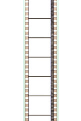 Obraz premium 35mm movie film strip with soundtrack and blank frame isolated on white background photo