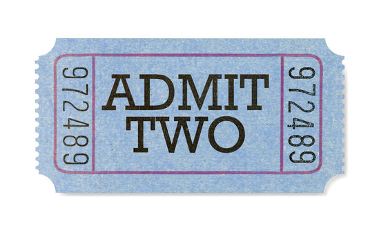 Admit two movie ticket stub blue one single for couple admission cinema theater photo