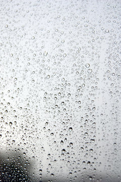 Drops of rain on the window.