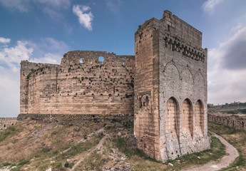 Krak des Chevaliers,  Crusader castle in Syria - obrazy, fototapety, plakaty
