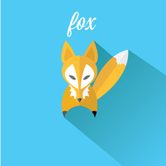 vector little fox. fox flat icon 