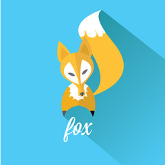 vector little fox. fox flat icon 