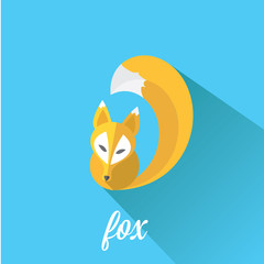 vector little fox. fox flat icon 