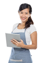 Waitress taking an order using tablet PC
