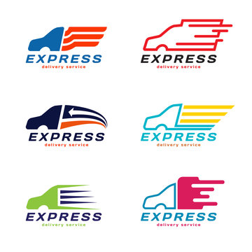 Truck Car Express delivery service Logo.  vector set design