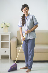 cleaner maid woman with sweep