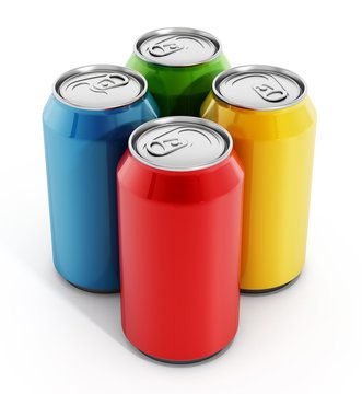 Colorful soda cans