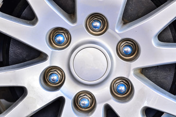 Close up of rims from a sport car