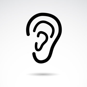 Ear icon on white background. Vector art.
